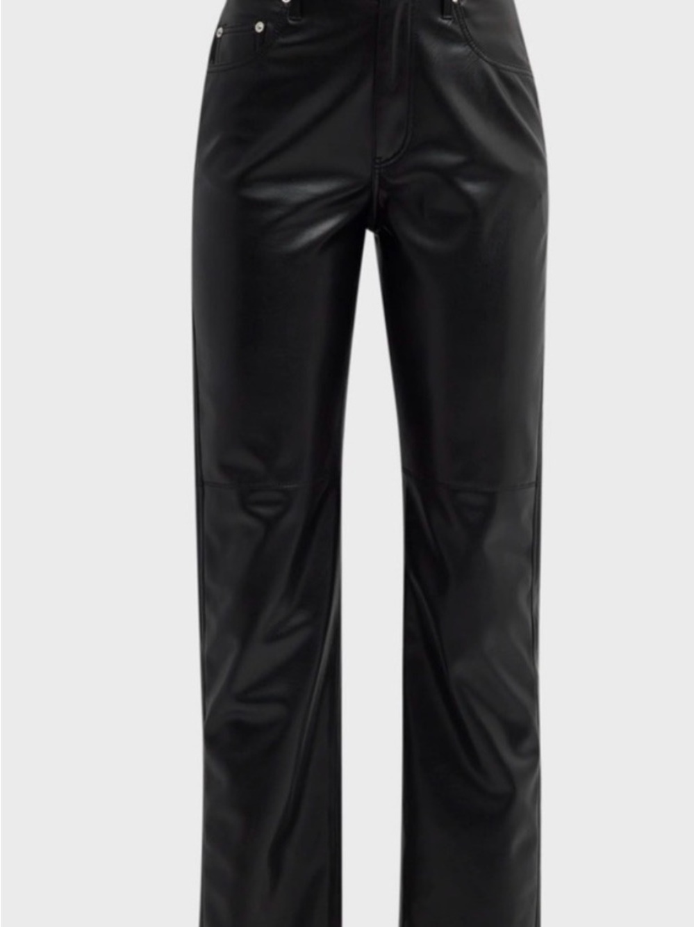 Nanushka Black Straight Faux Leather Jeans